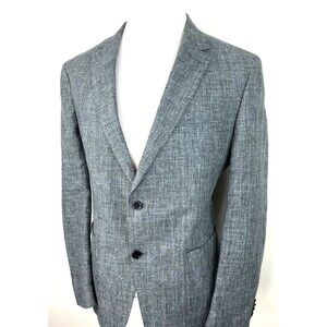 Banana Republic Mens 44R Gray Slim Fit Linen 2 Button Sport Coat Blazer Jacket